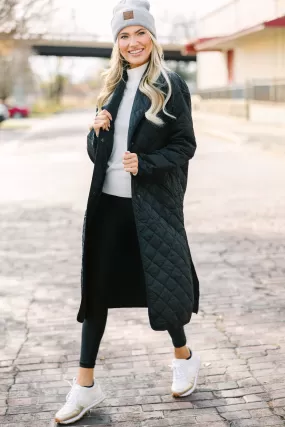 Don't Look Back Black Long Puffer Coat