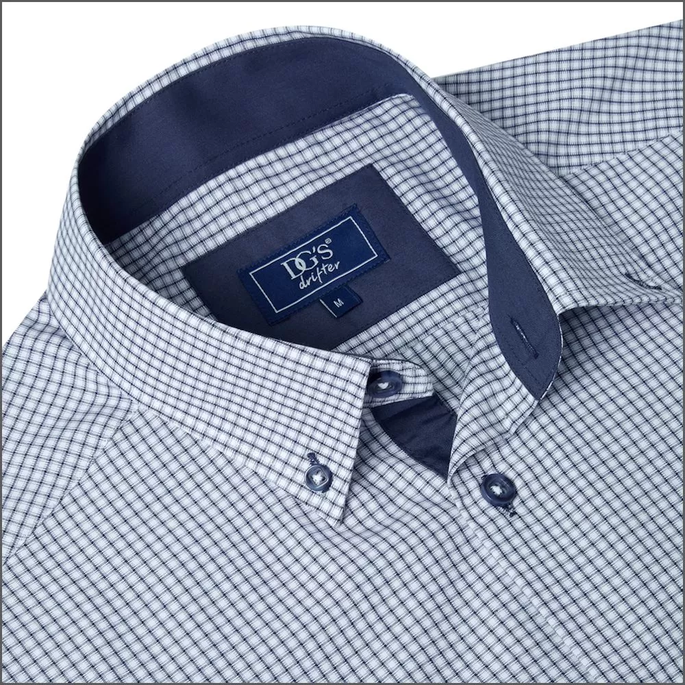 Drifter Ivano Blue & White Check Shirt<>