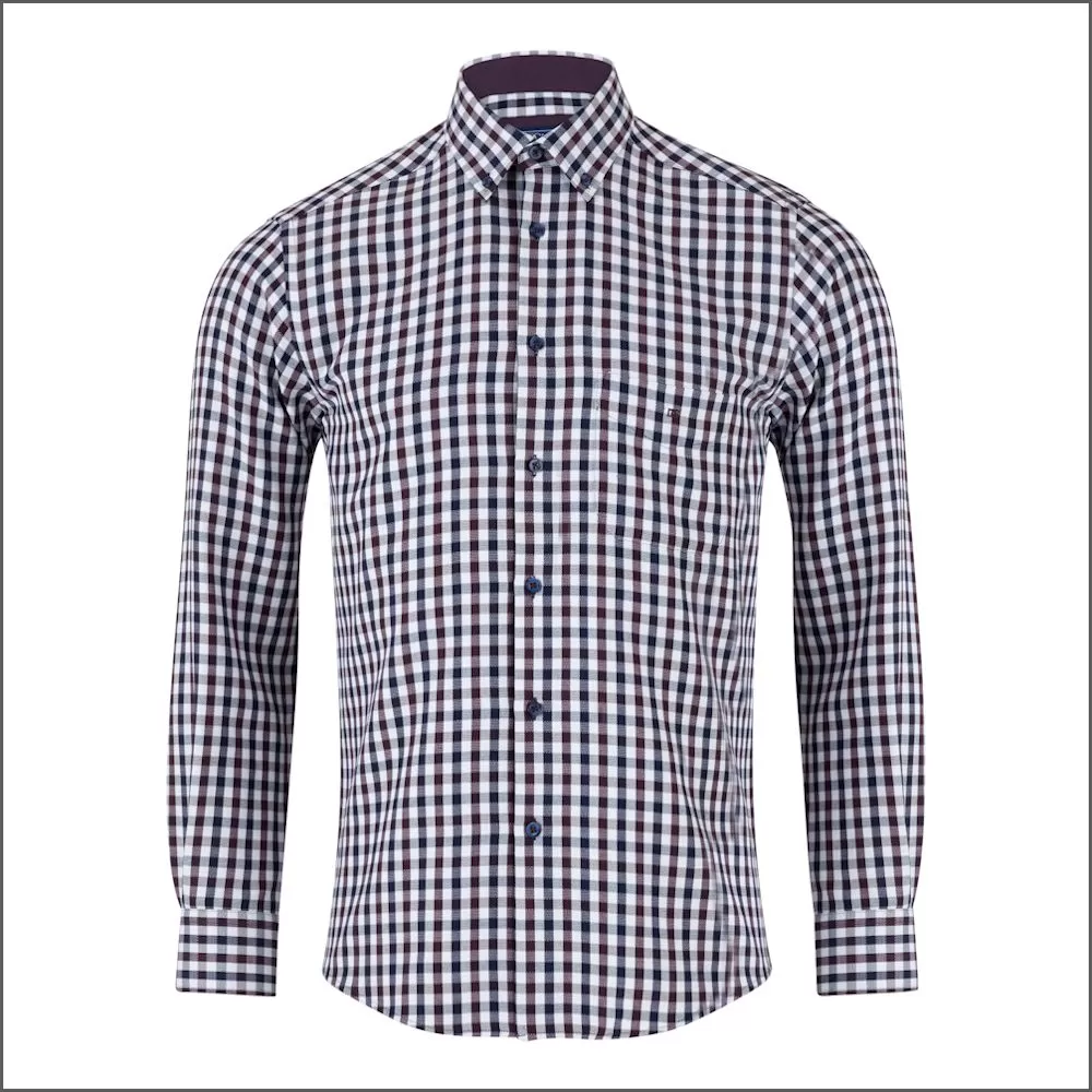 Drifter Ivano Purple, white & Navy Check Shirt<>