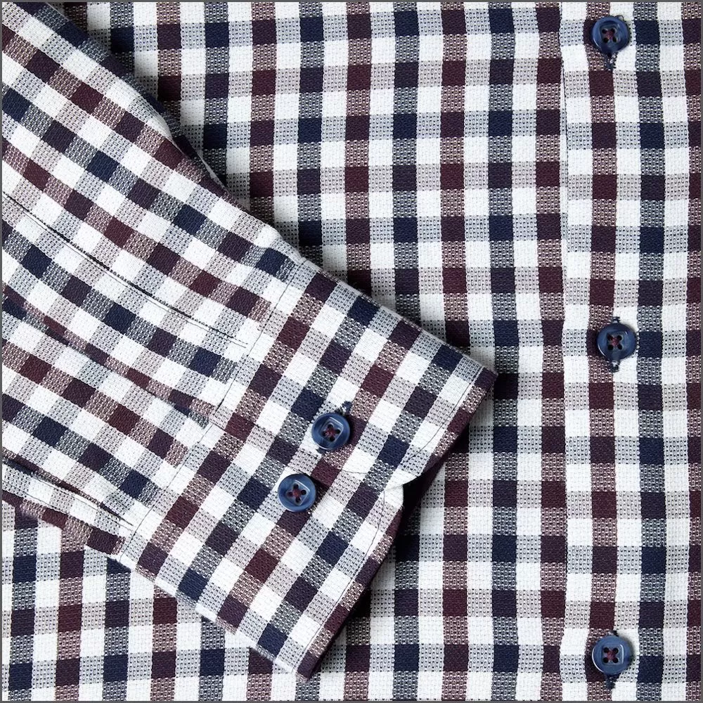 Drifter Ivano Purple, white & Navy Check Shirt<>