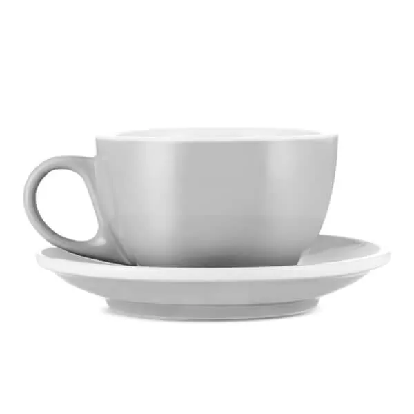 Espresso Parts Porcelain Latte Cup & Saucer - Gray (8oz/252ml)