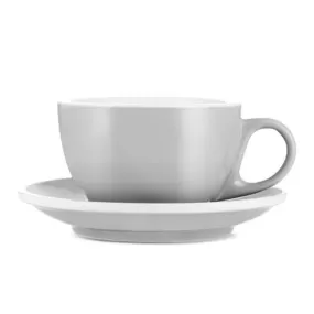 Espresso Parts Porcelain Latte Cup & Saucer - Gray (8oz/252ml)