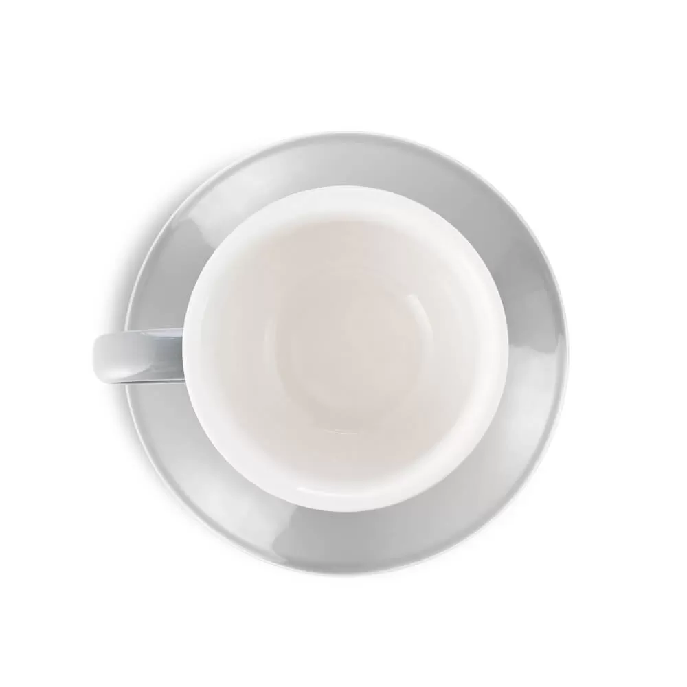 Espresso Parts Porcelain Latte Cup & Saucer - Gray (8oz/252ml)