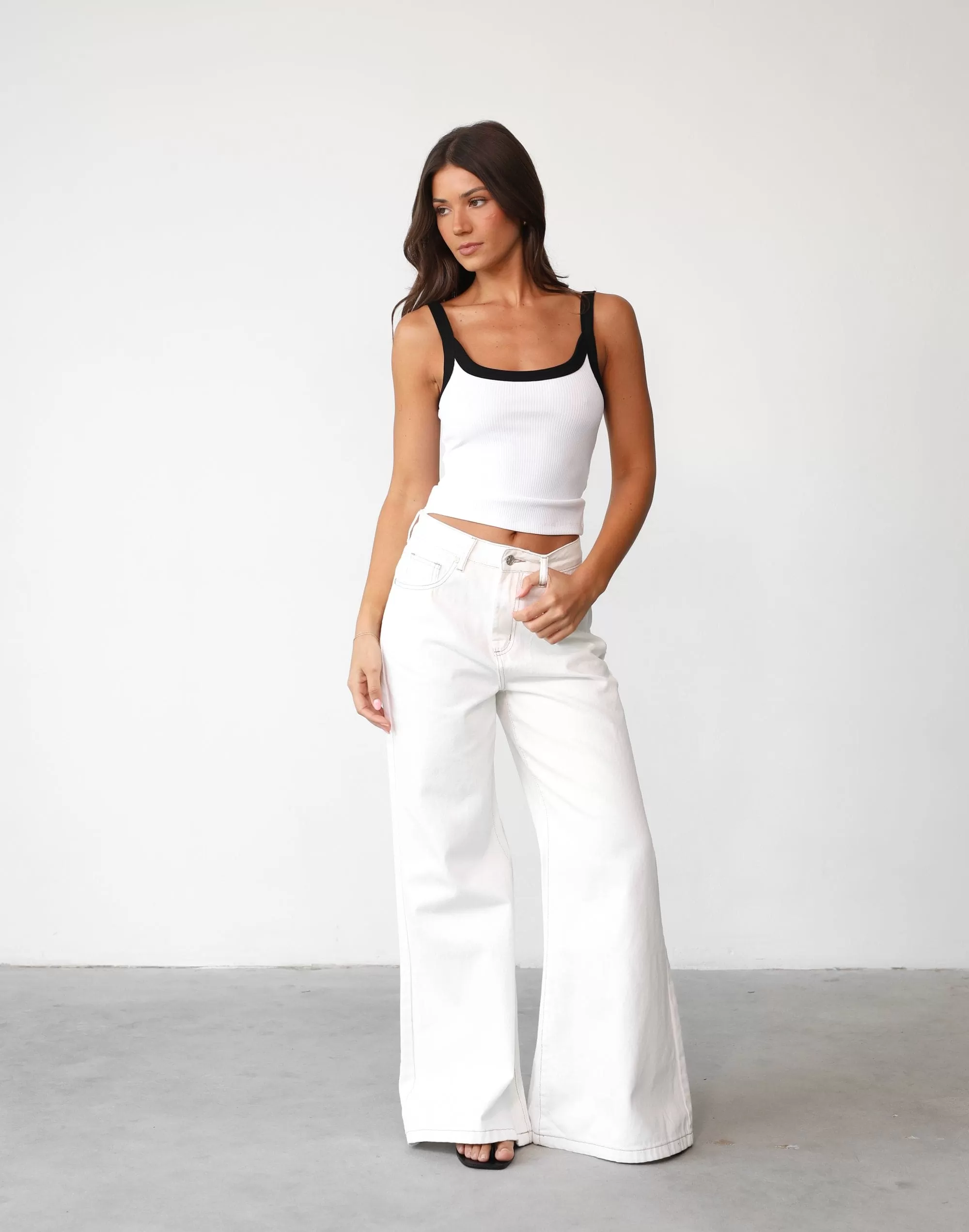 Ethan Wide Leg Jeans (Off White)