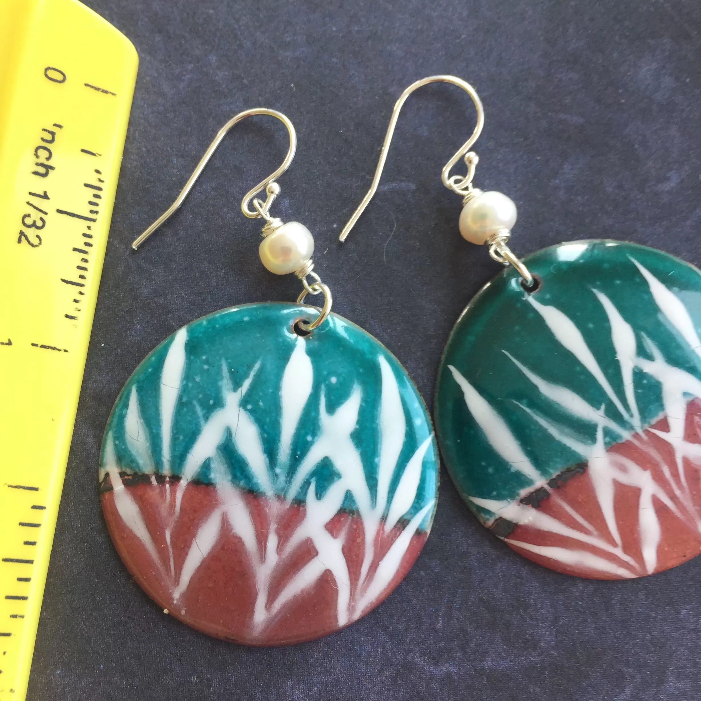 Fields Enamel Earrings, OOAK