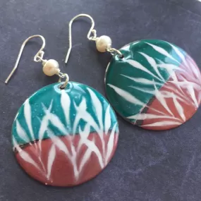 Fields Enamel Earrings, OOAK