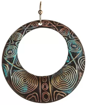 Fire Patina Etched Swirl Earring