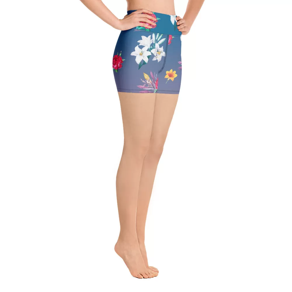 Floral Ombre Yoga Shorts