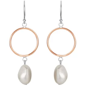 Freshwater Cultured Pearl Ring Drop Earrings in Sterling Silver