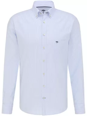 FYNCH HATTON Classic Oxford Hairline Stripe Shirt/Light Blue - New AW23