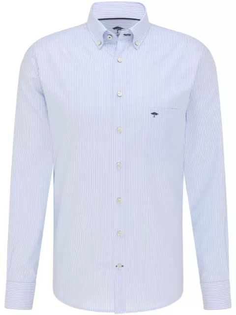 FYNCH HATTON Classic Oxford Hairline Stripe Shirt/Light Blue - New AW23