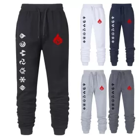 Game Genshin Impact Print Sweatpants for Men Women Warm Fleece Lined Pants Casual Trousers Athletic Running Joggers Sportswear (2)