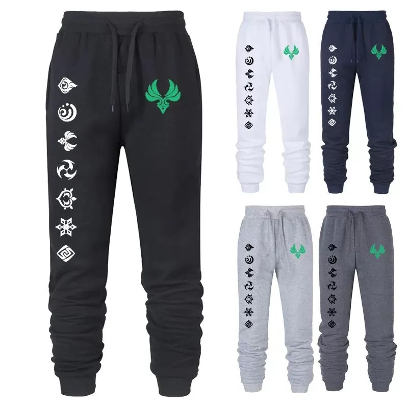 Game Genshin Impact Print Sweatpants for Men Women Warm Fleece Lined Pants Casual Trousers Athletic Running Joggers Sportswear (2)