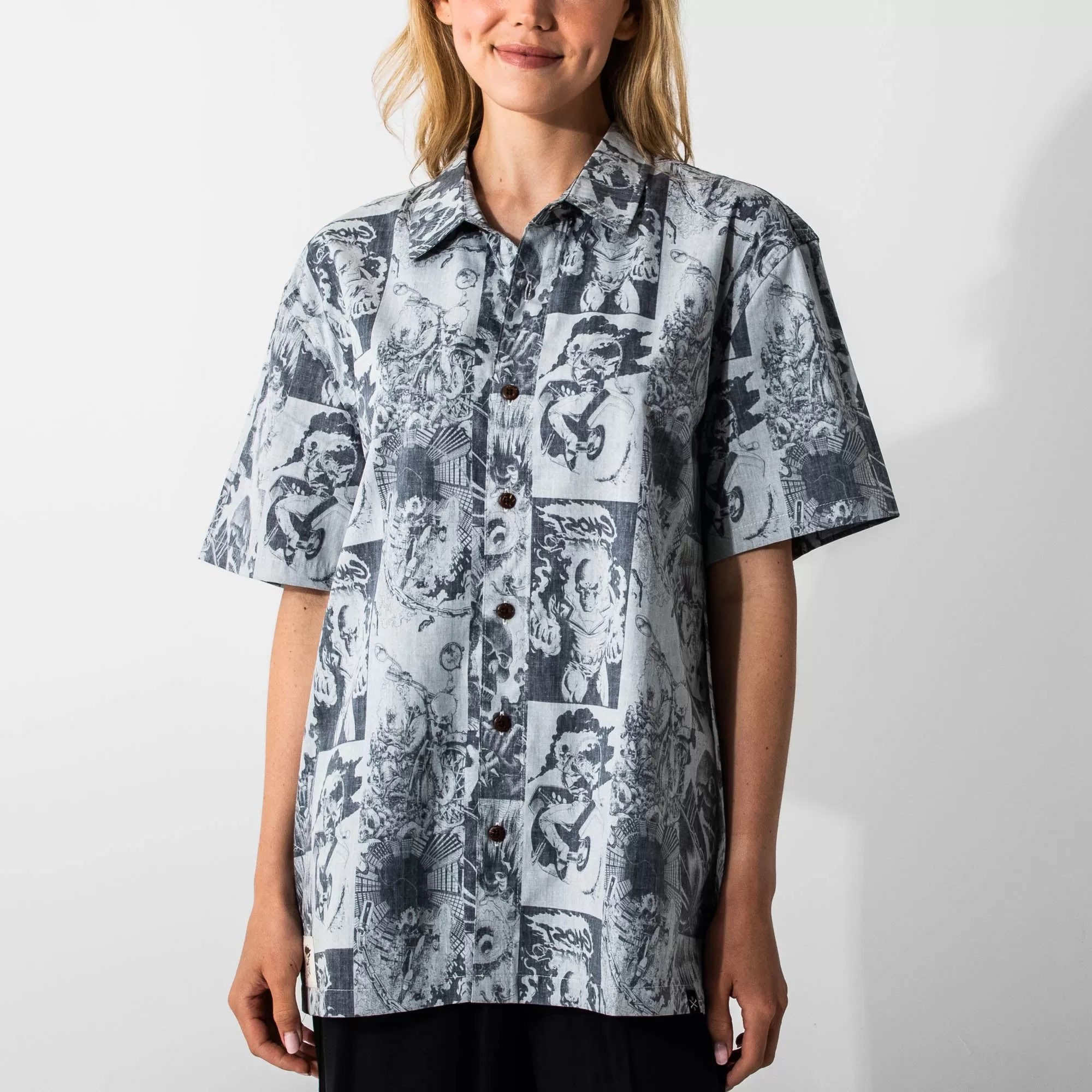 Ghost Rider All Over Comic Print Button-Down Shirt