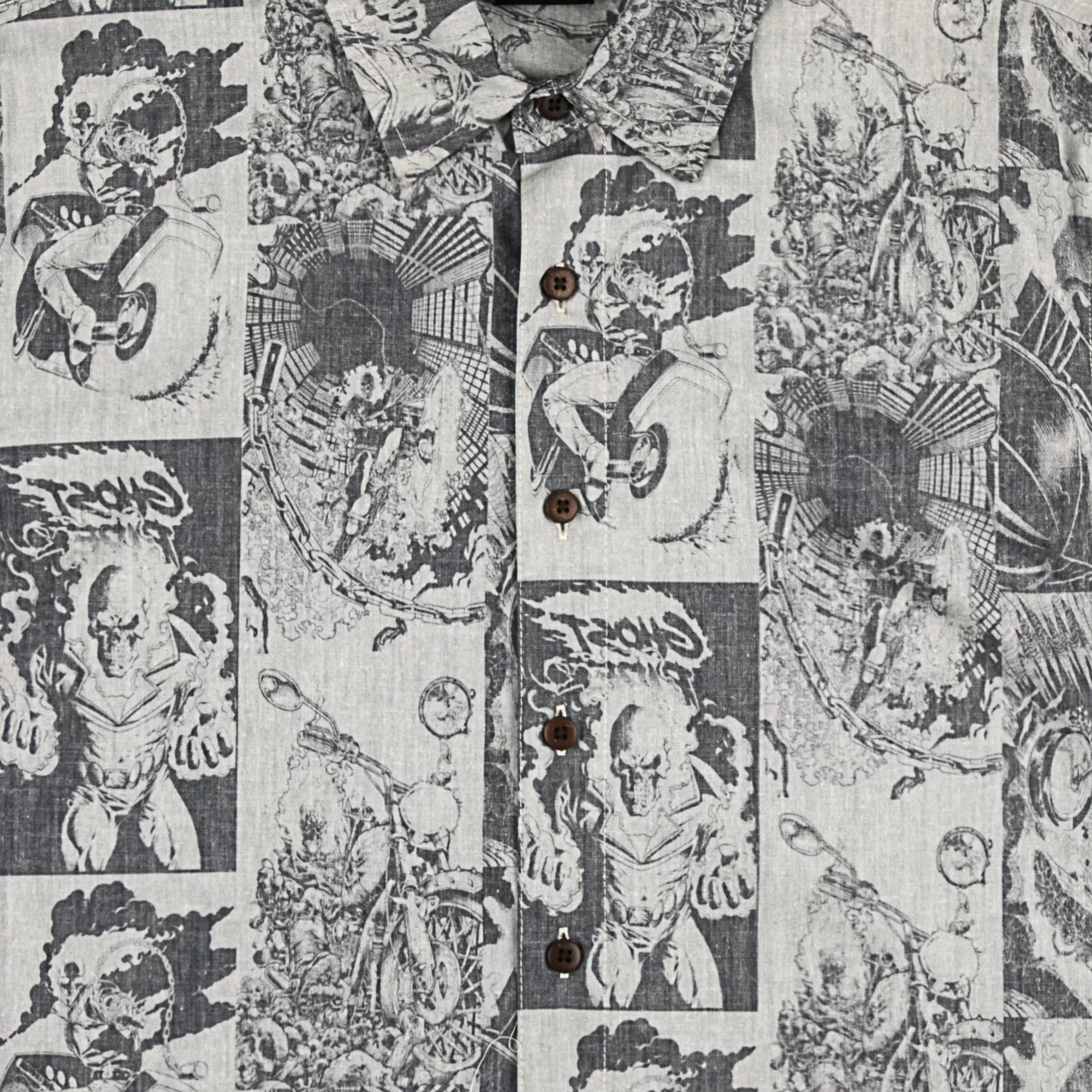 Ghost Rider All Over Comic Print Button-Down Shirt