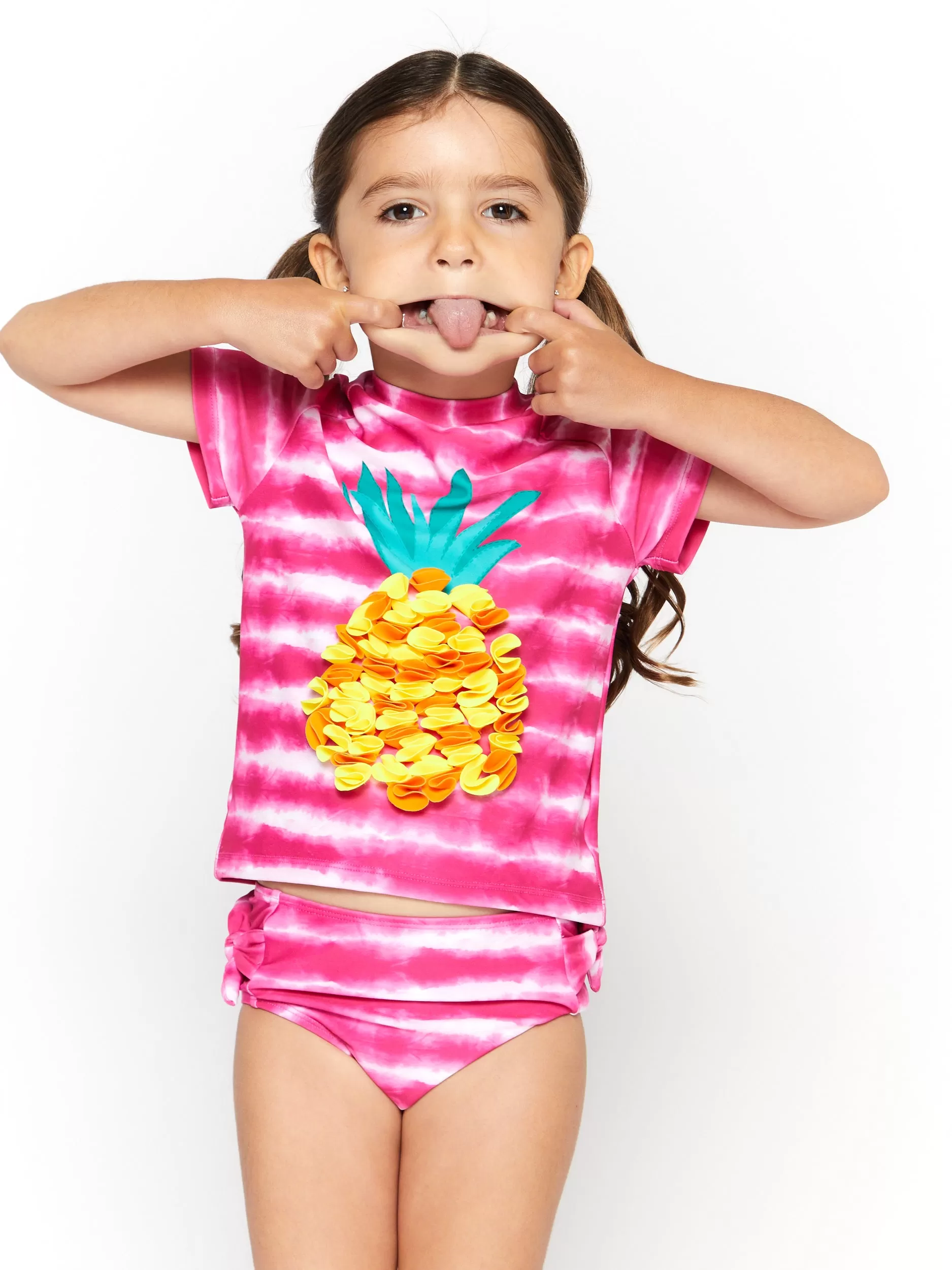 Girls Striped Pineapple 2-Piece Swimsuit