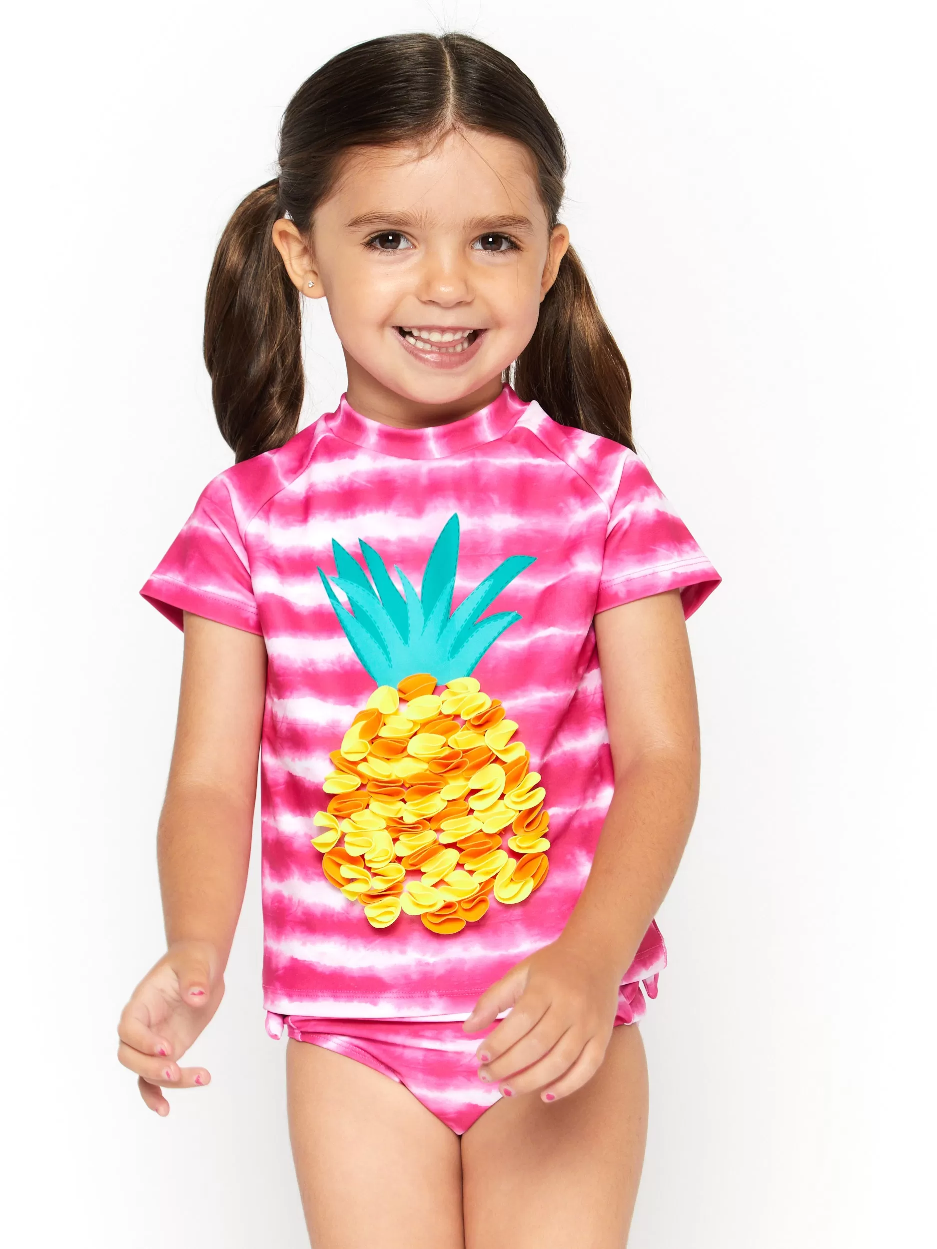 Girls Striped Pineapple 2-Piece Swimsuit