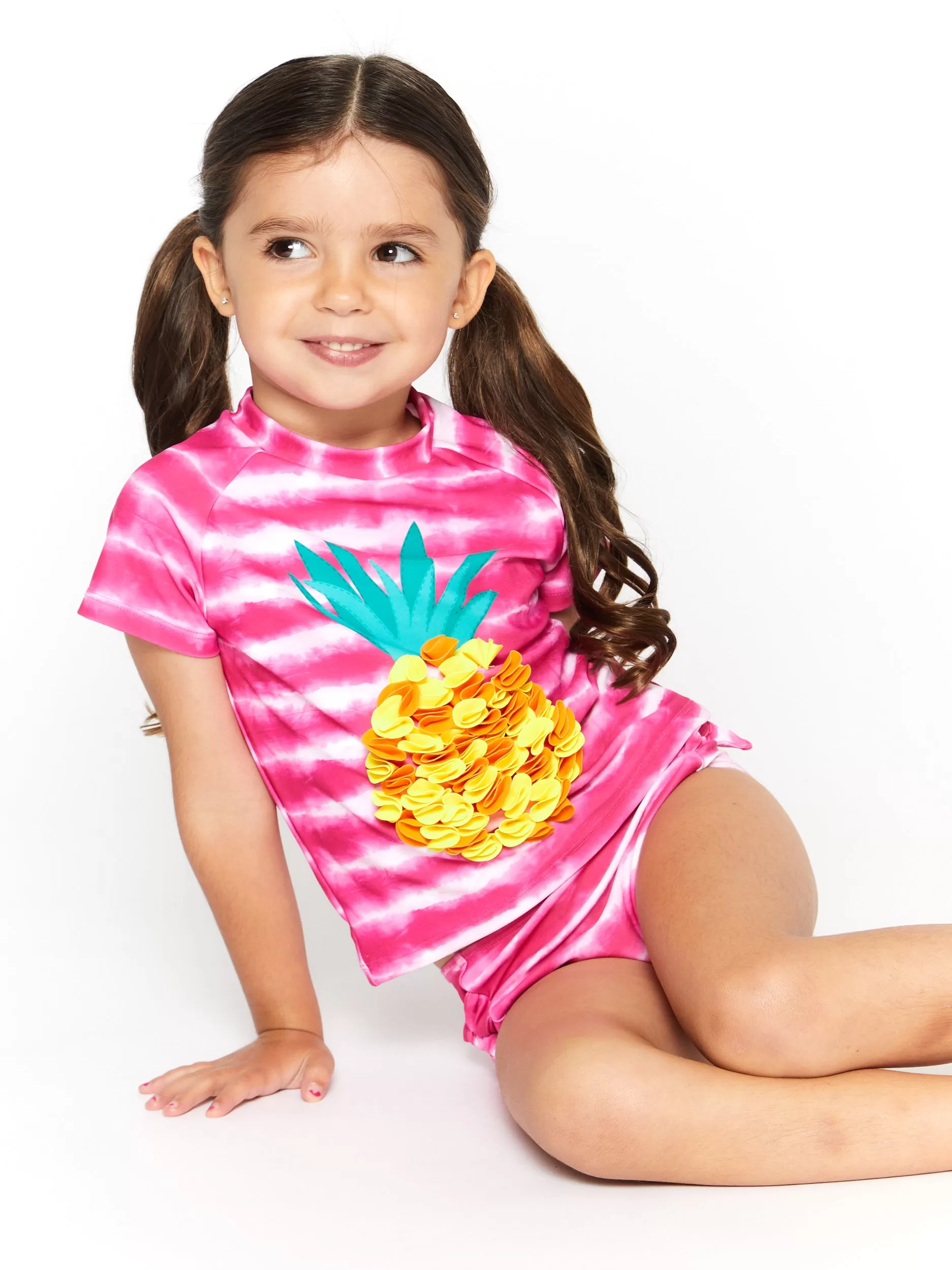 Girls Striped Pineapple 2-Piece Swimsuit