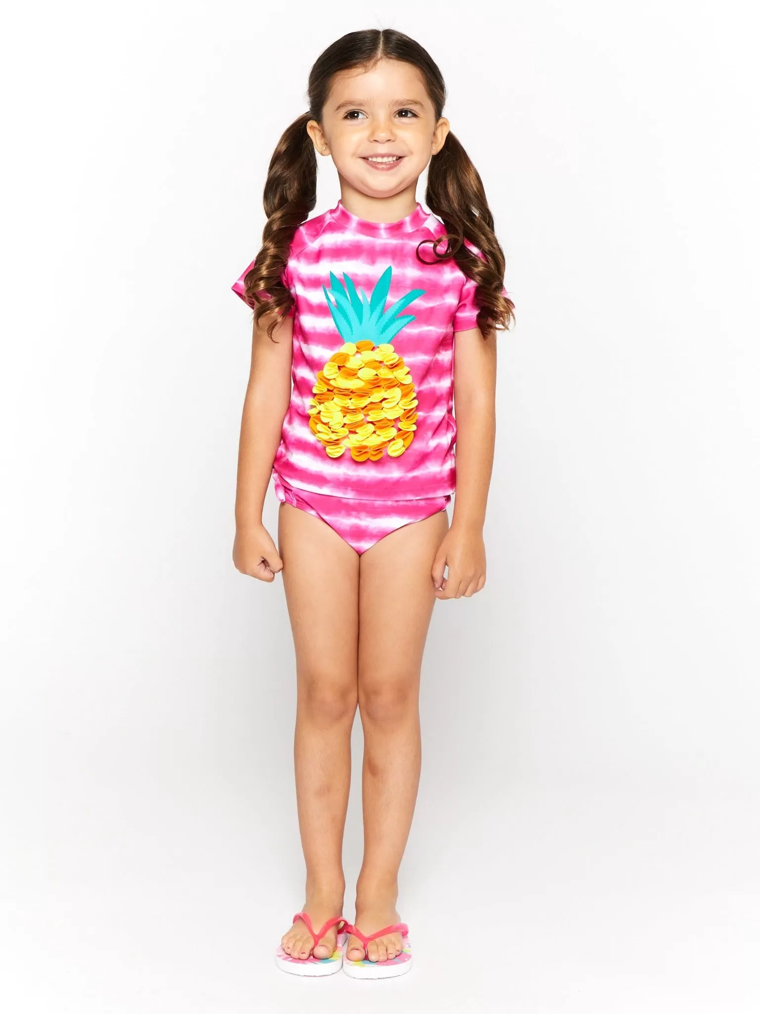 Girls Striped Pineapple 2-Piece Swimsuit