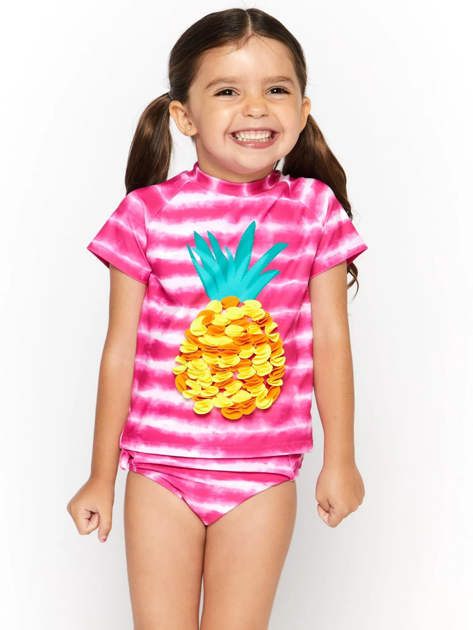 Girls Striped Pineapple 2-Piece Swimsuit