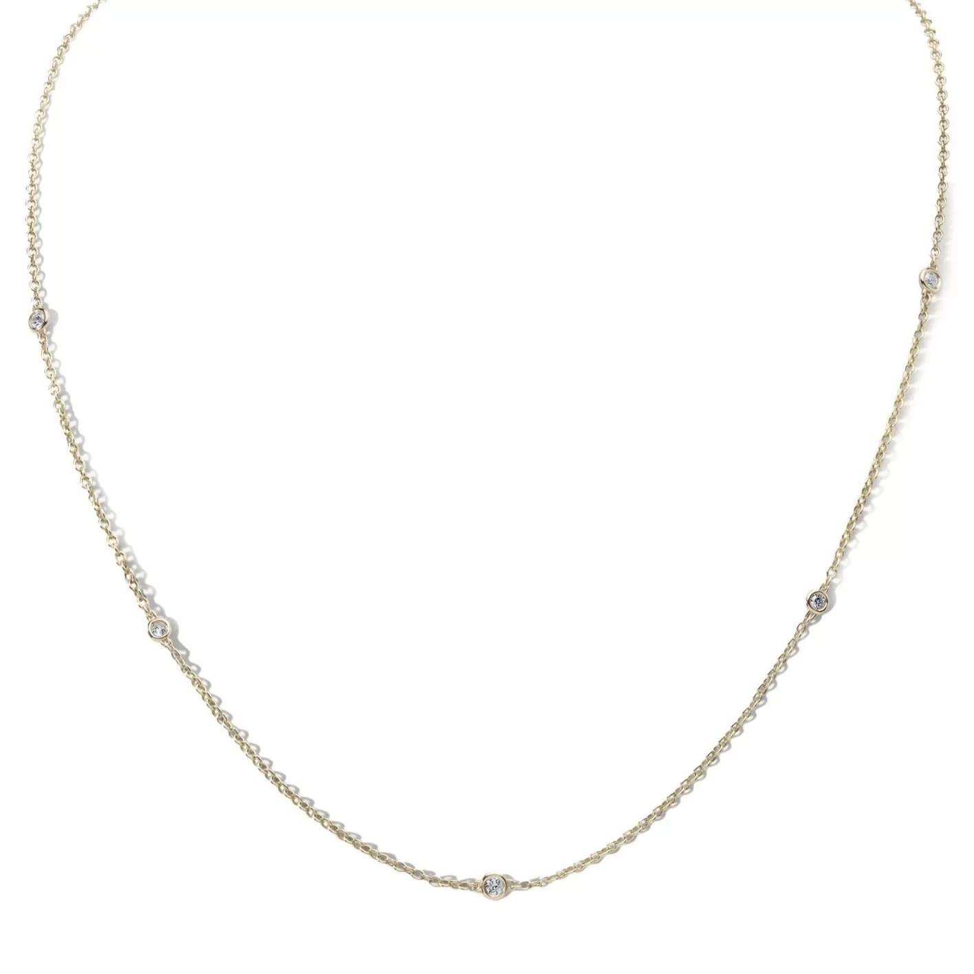 Gold & Five Bezel Diamond Chain - 18