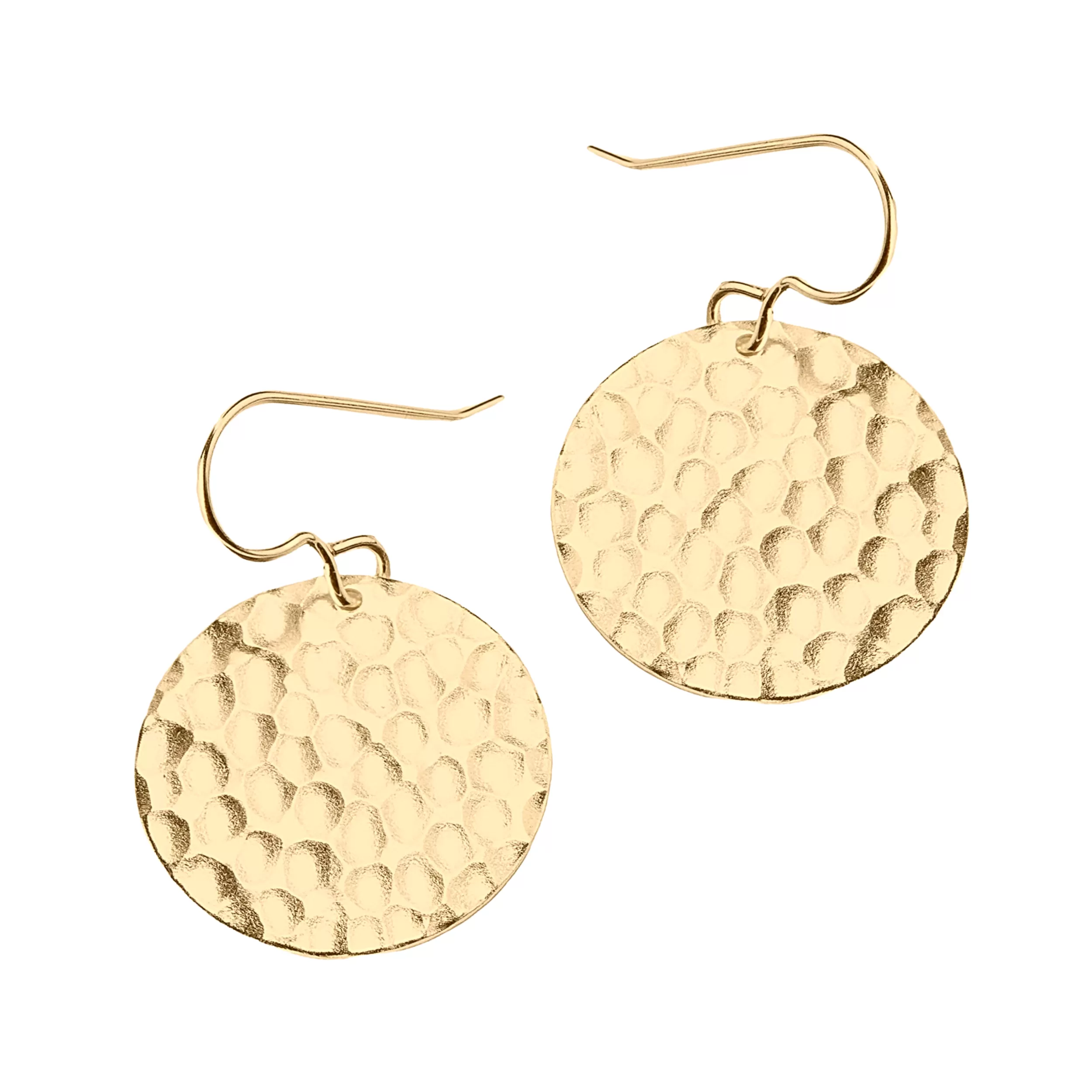 Gold Hammered Disc Dangle Earrings