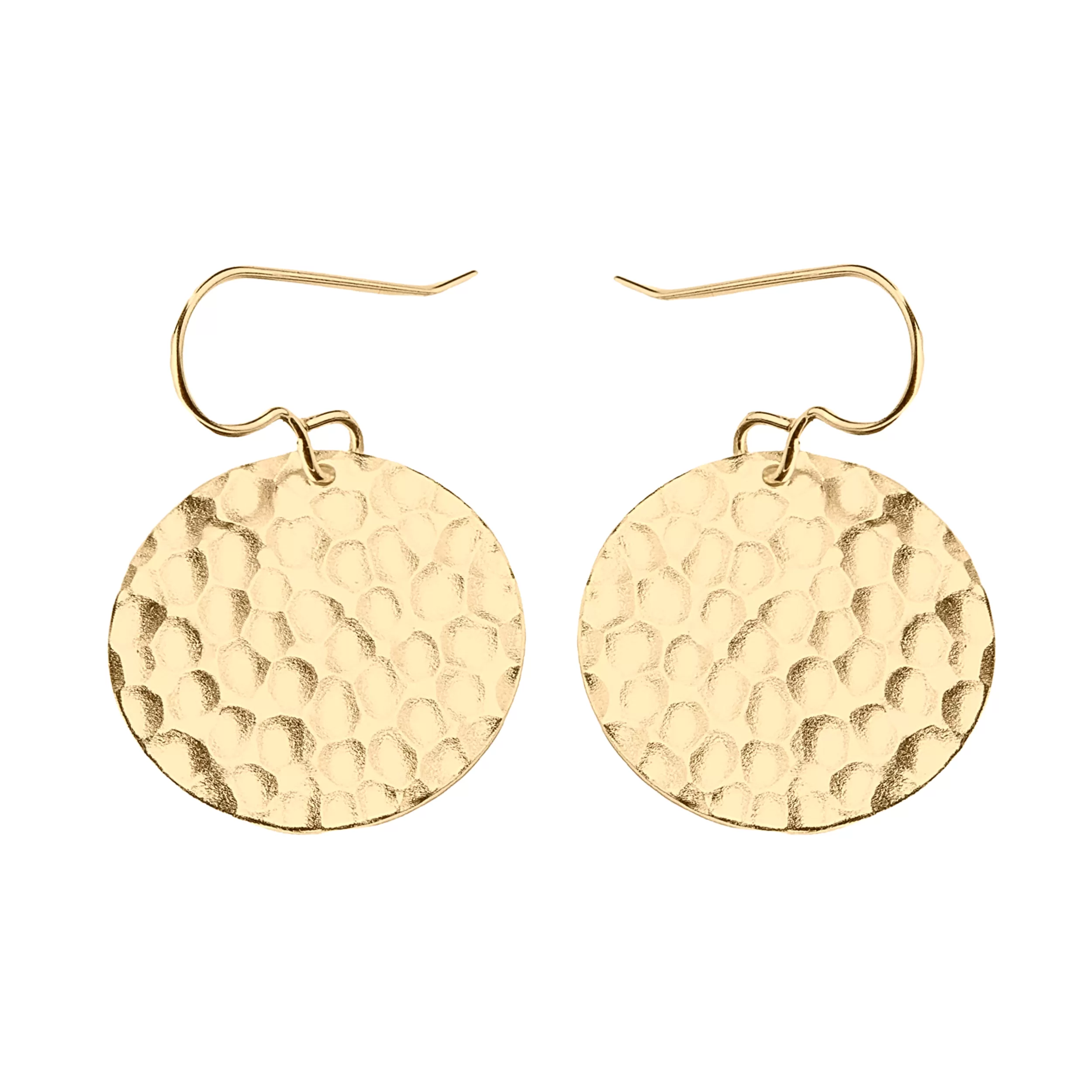 Gold Hammered Disc Dangle Earrings