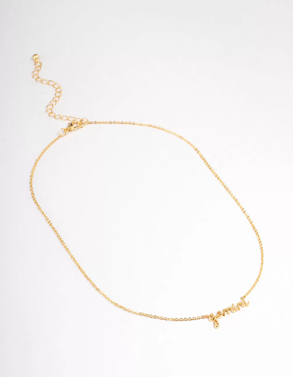 Gold Plated Gemini Script Pendant Necklace