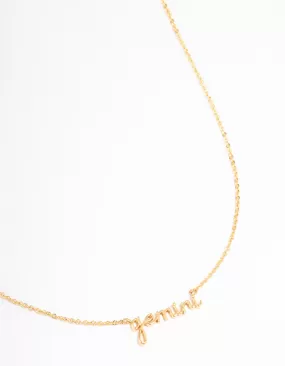 Gold Plated Gemini Script Pendant Necklace