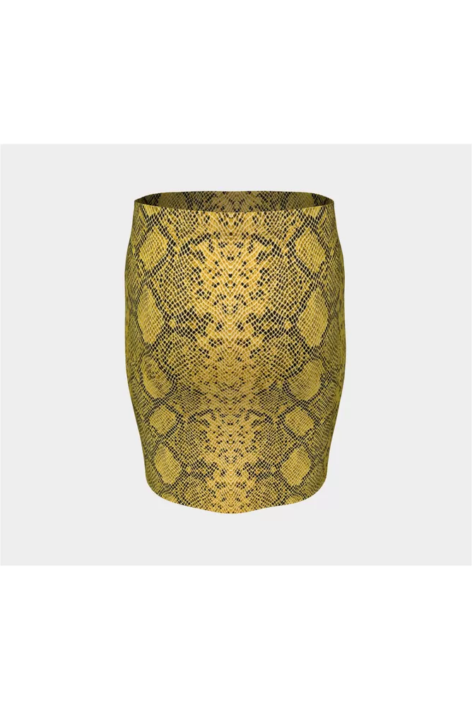 Gold Snakeskin Fitted Skirt