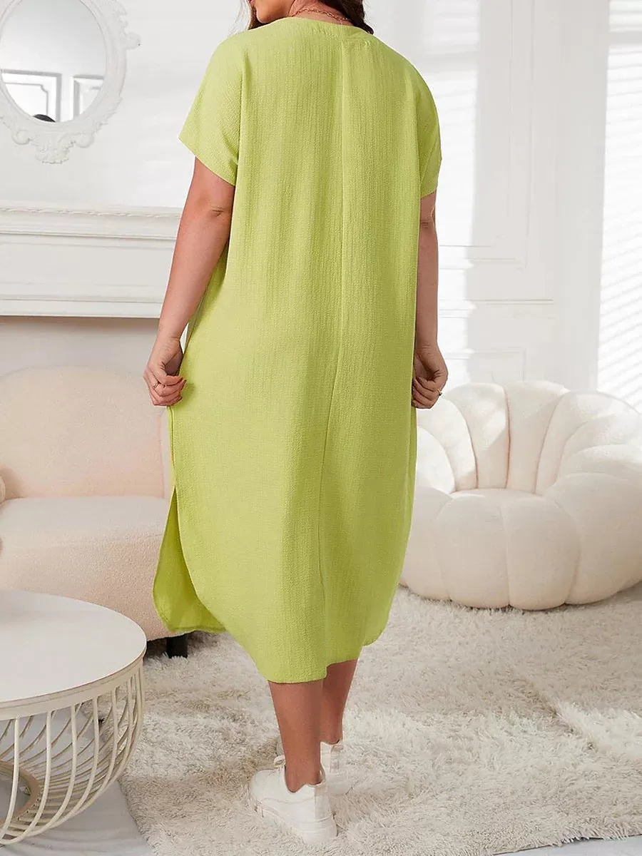 Green Plus Size Nightshirt with Elegant V Wire Design