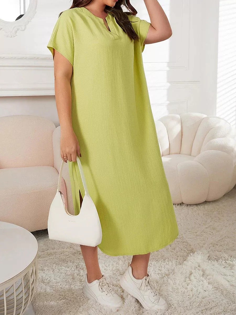 Green Plus Size Nightshirt with Elegant V Wire Design