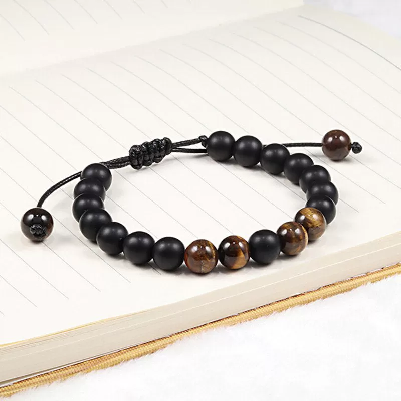 Handmade Beaded Bracelets for Men Natural Onyx & Tiger's Eye