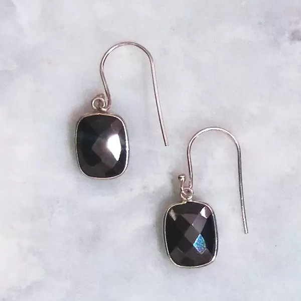 Hematite Single Drop Hook Earrings