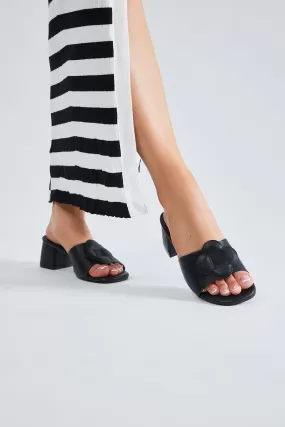 Janette Flower Mules - Black