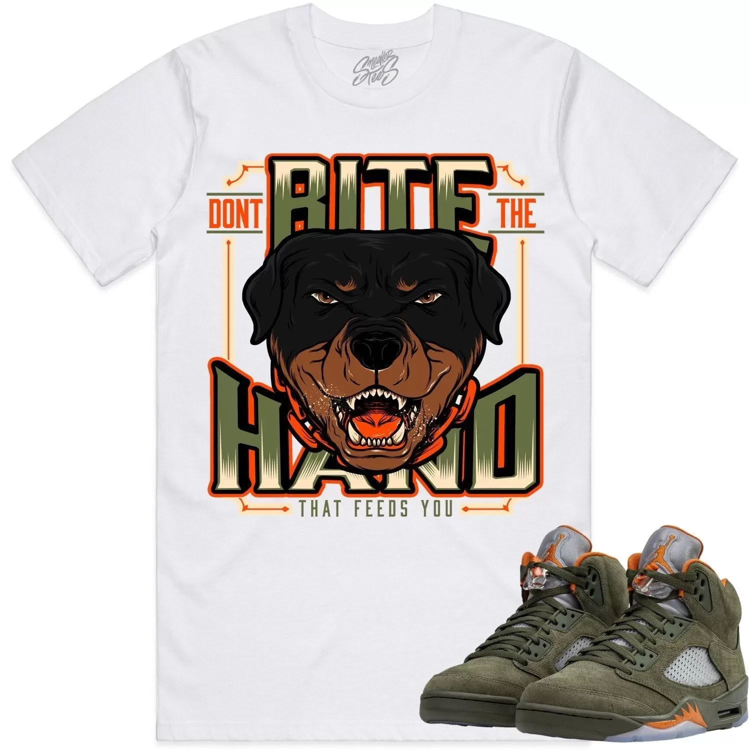 Jordan Retro 5 Olive 5s Shirt to Match - CELADON DONT BITE