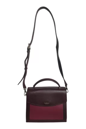 KATE SPADE Two Tone Dark Red Leather Shoulder Bag (M)