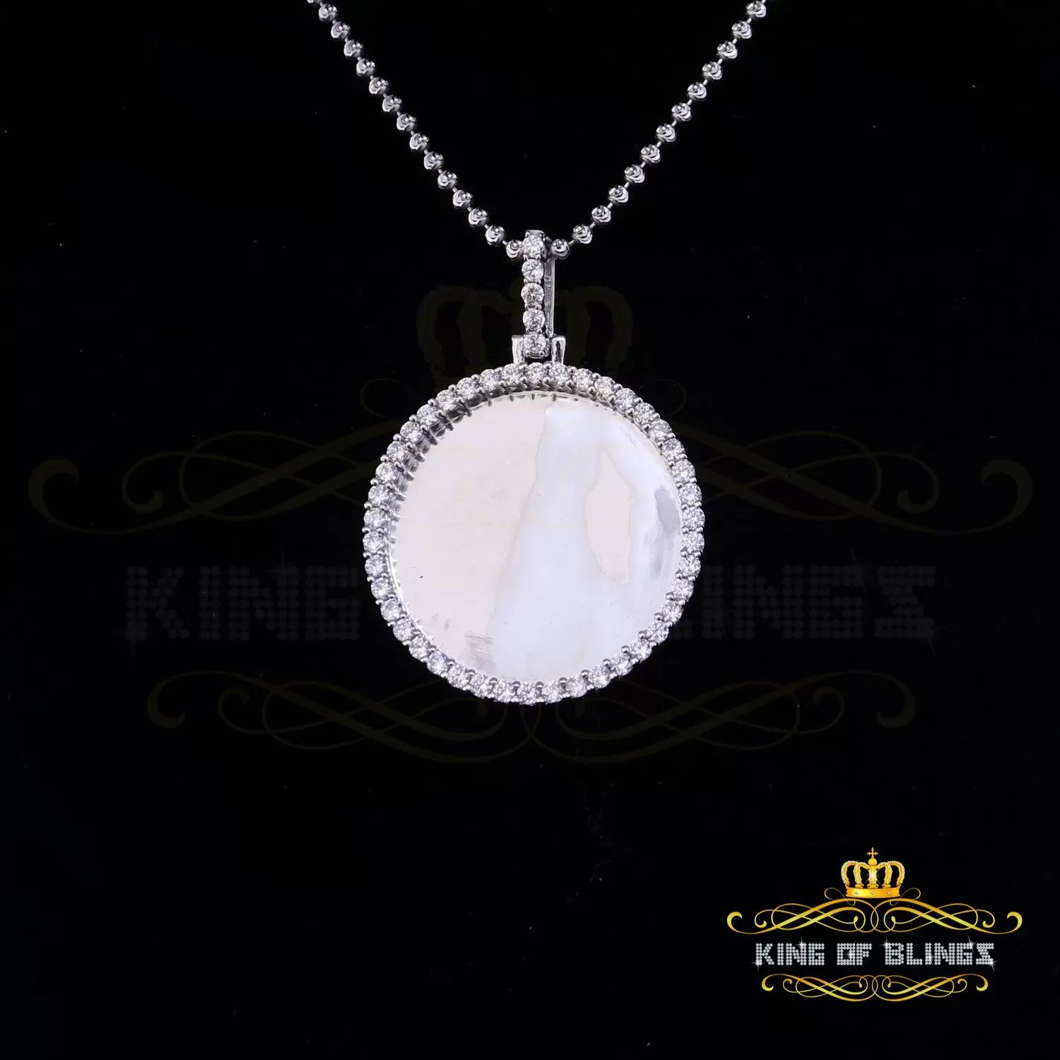 King Of Bling's Attractive 925 Sterling White Silver Pendant Round with 2.82ct Cubic Zirconia