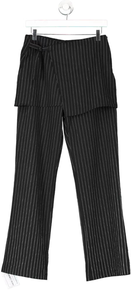 Light Before Dark Black Pinstripe Trousers With Over Skirt UK S