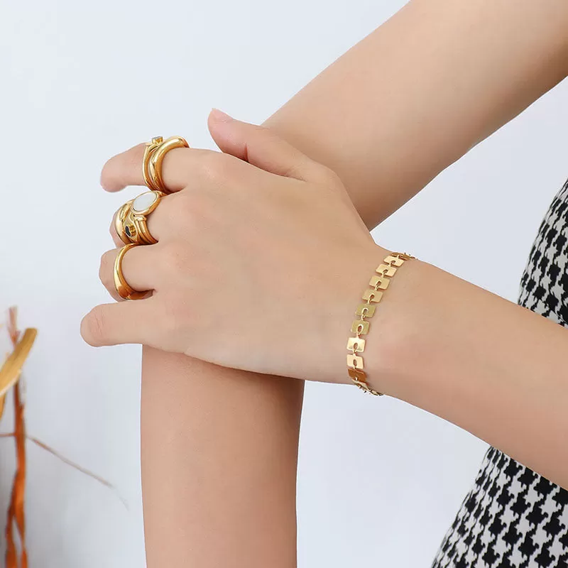 Light luxury geometric card bracelet titanium steel women's plated 18k gold bracelet jewelry