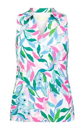 Lilly Pulitzer UPF 50  Luxletic Lakelyn Bra Polo Top - Resort White Holding Court