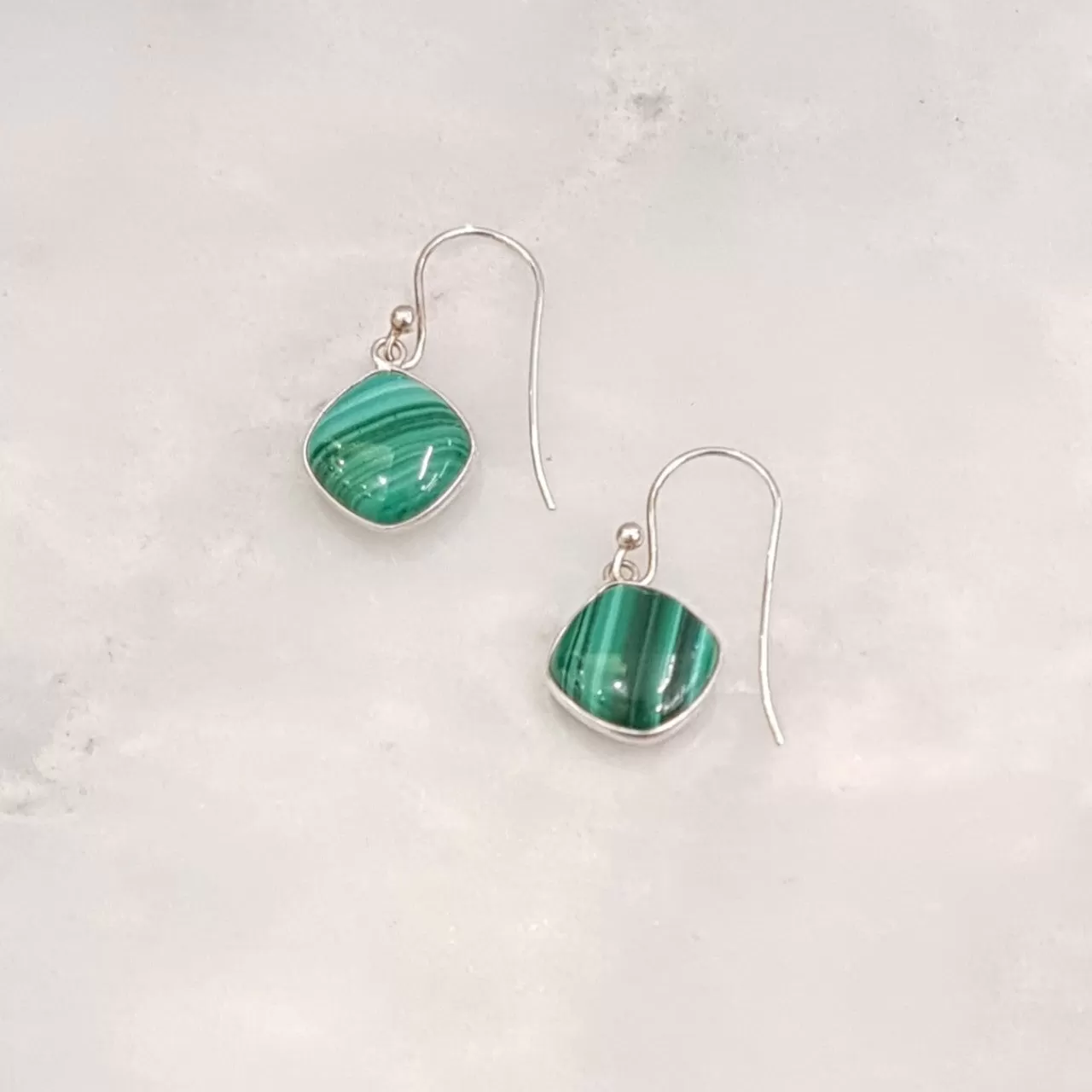 Malachite Single Drop Hook Earrings