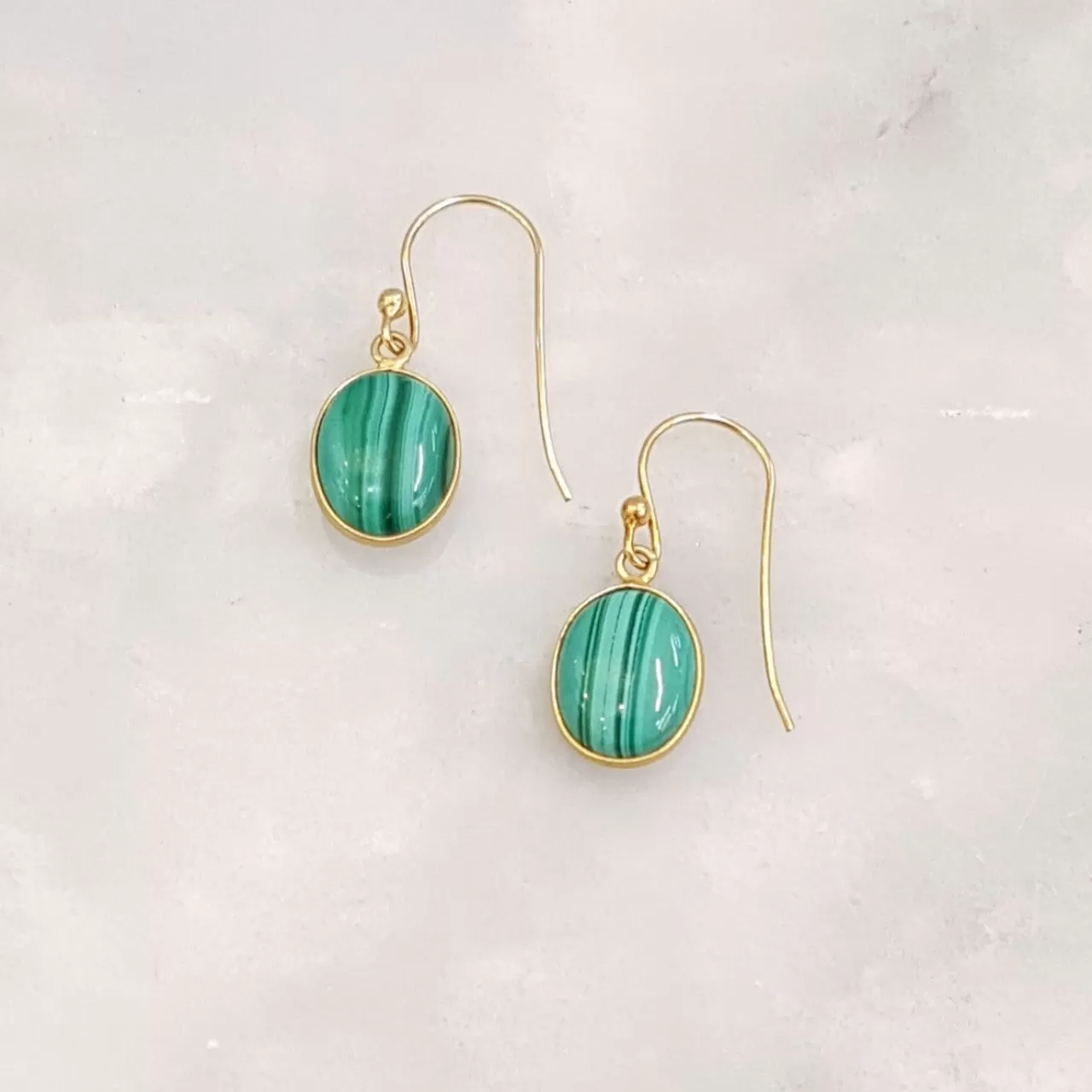 Malachite Single Drop Hook Earrings