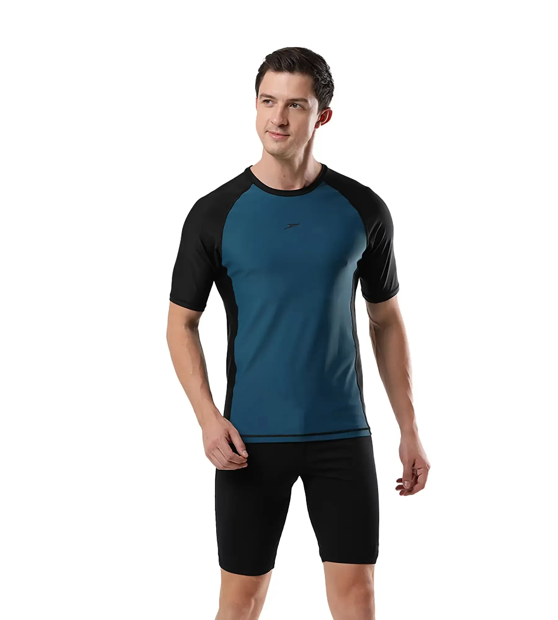 Men's Endurance  Short Sleeve Suntop - Darkteal  &  Black