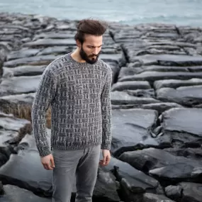 Mens Irish Wool Sweater - "Brick" Stitch