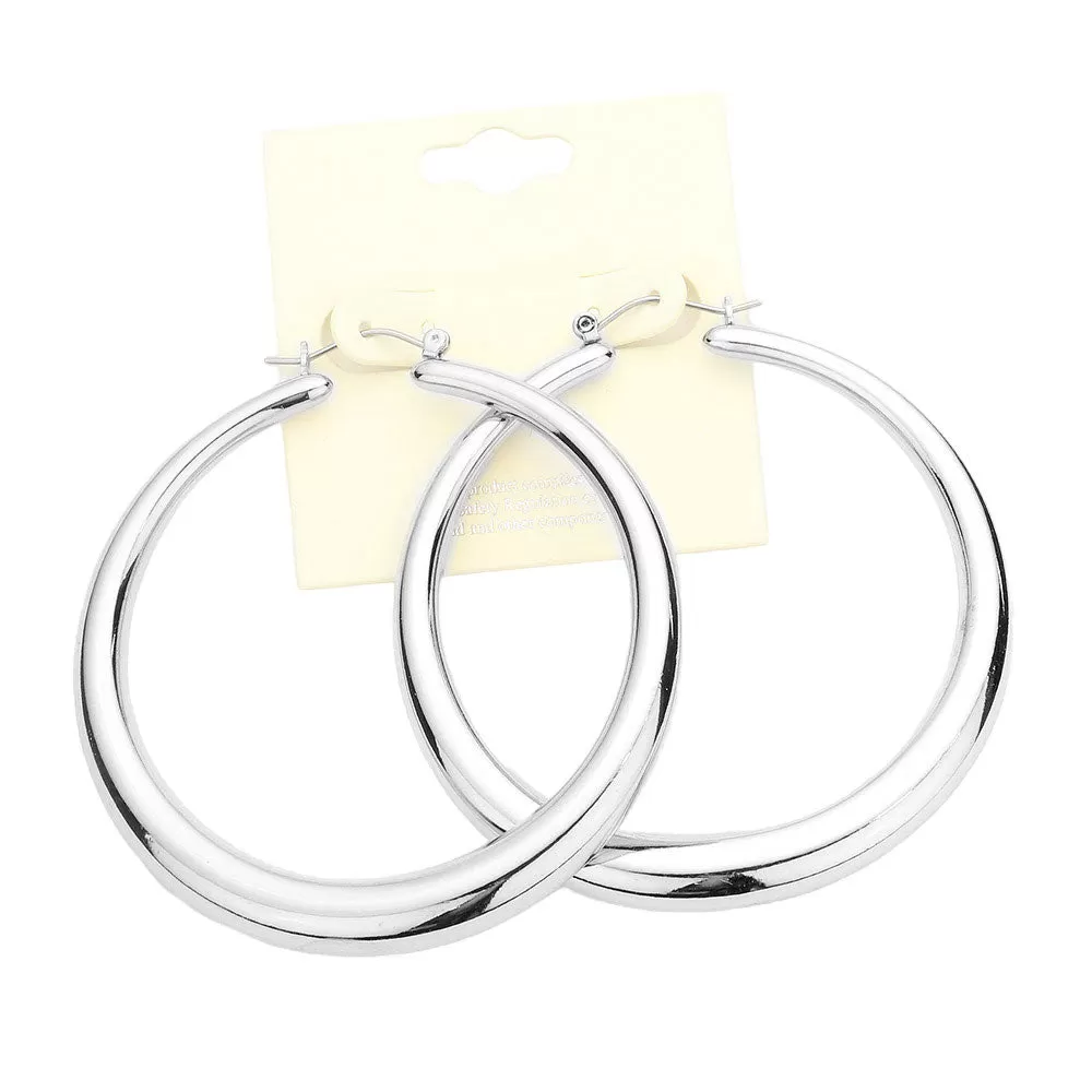 Metal Hoop Pin Catch Earrings