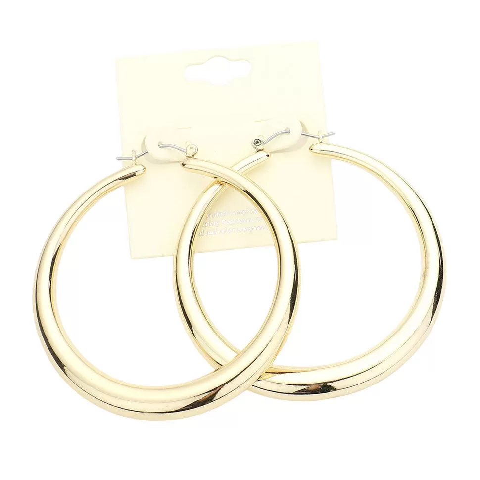 Metal Hoop Pin Catch Earrings