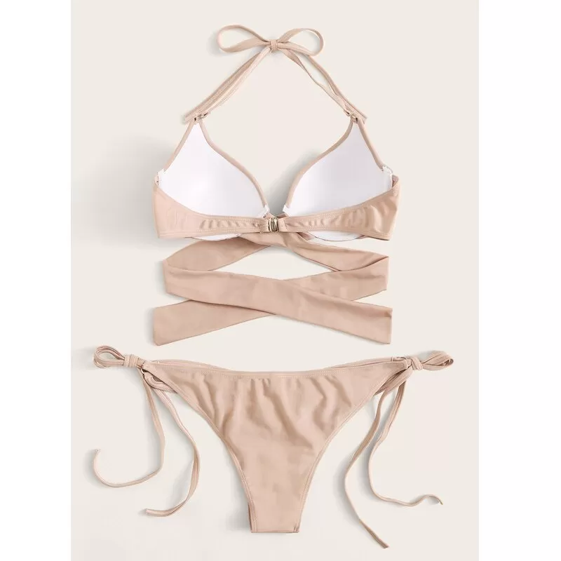 Neues sexy Wickel-String-Push-Up-Bikini-Set