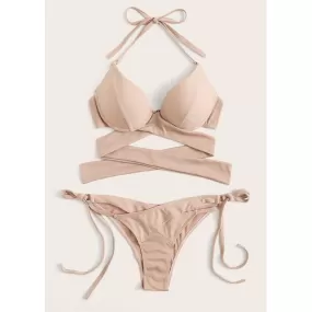 Neues sexy Wickel-String-Push-Up-Bikini-Set