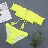 Neues sexy Wickel-String-Push-Up-Bikini-Set